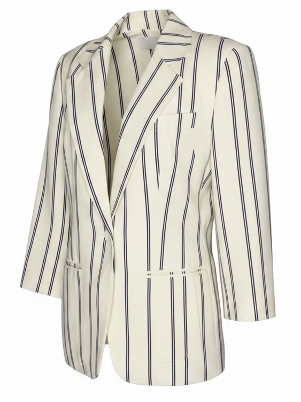 Emanuel Ungaro Vintage 100% Silk Striped Blazer Jacket Ivory Black Size 8/42